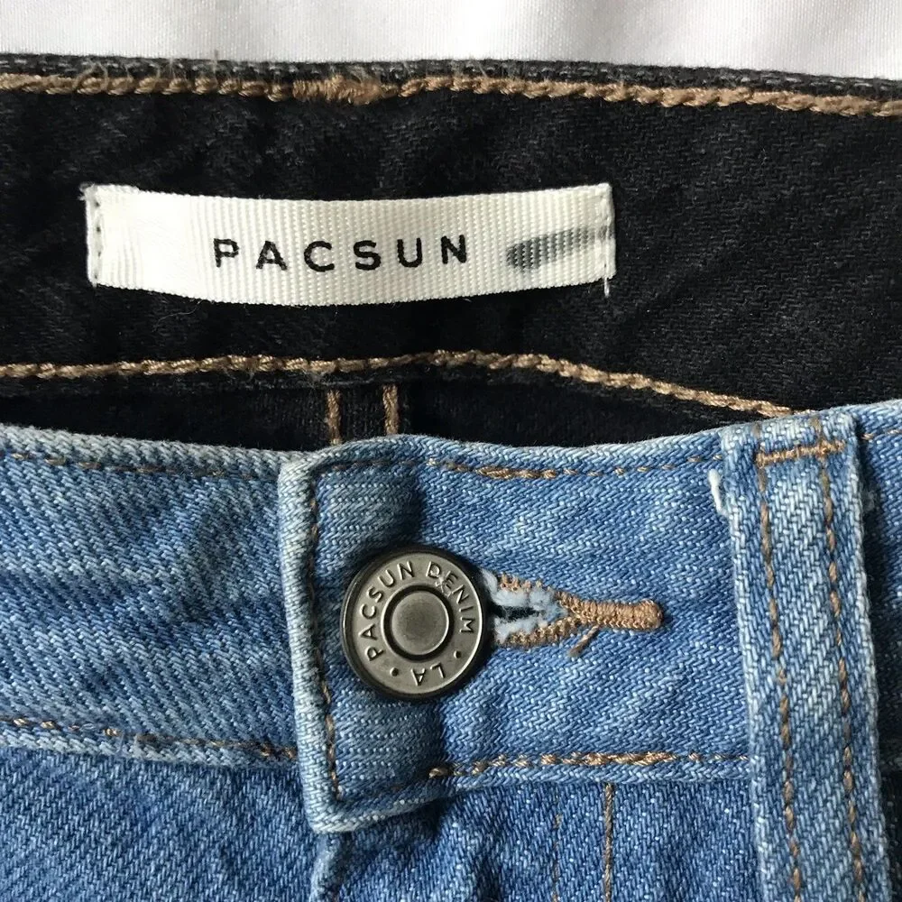 Pacsun Jeans Womens 25 Blue Black 90s Boyfriend Baggy Wide Leg Skater Boho EEUC